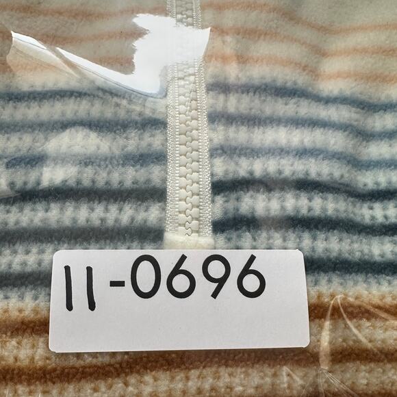 O Neill Polar Fleece Hoodie Jacket XL Cream Striped Half Zip Pocket Gorpcore - Picture 9 of 9